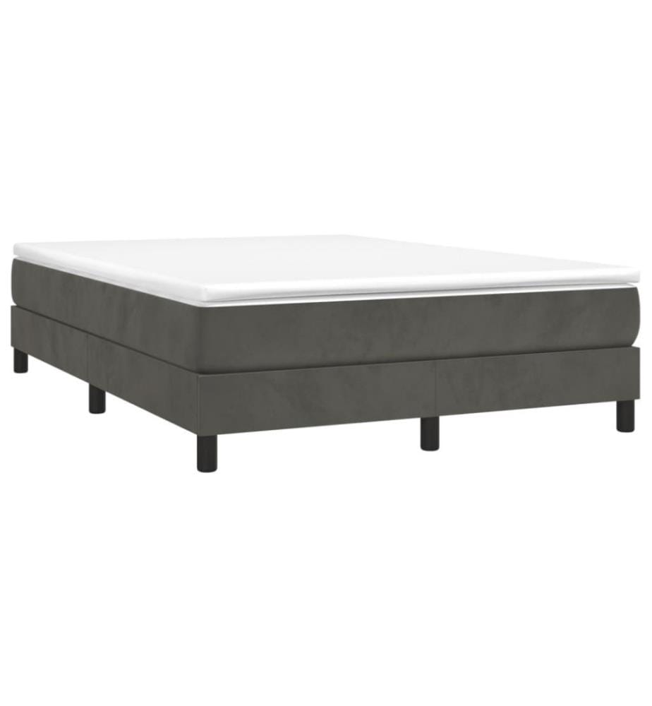 Boxspringbett mit Matratze Dunkelgrau 140x200 cm Samt