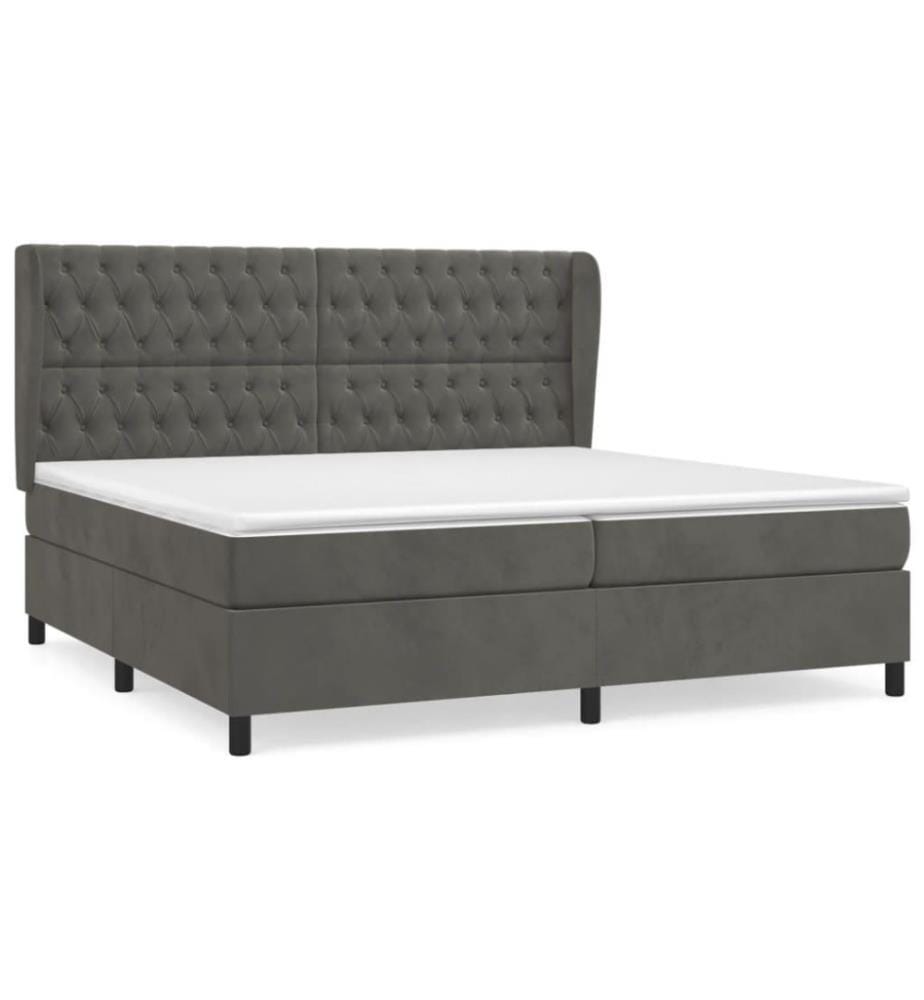 Boxspringbett mit Matratze Dunkelgrau 200x200 cm Samt