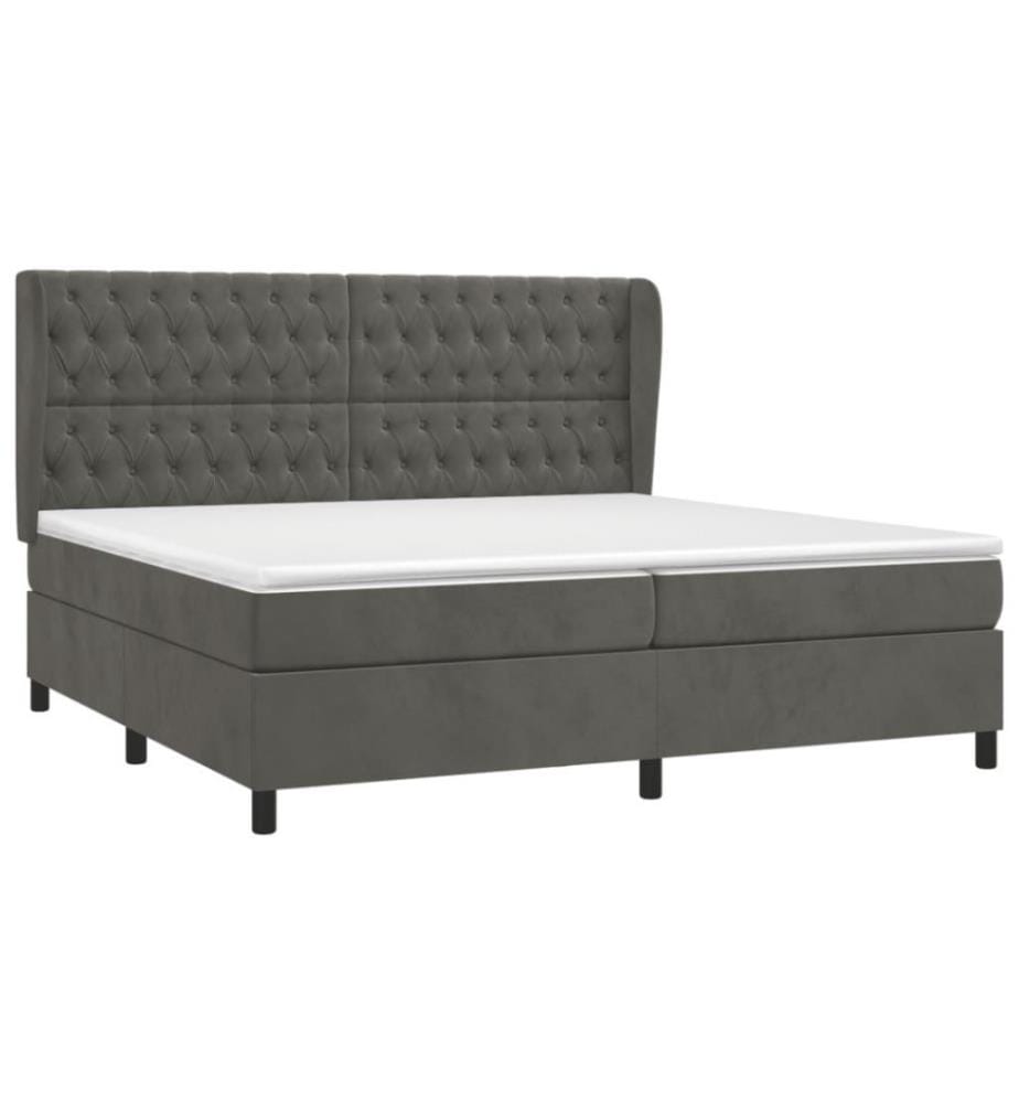 Boxspringbett mit Matratze Dunkelgrau 200x200 cm Samt