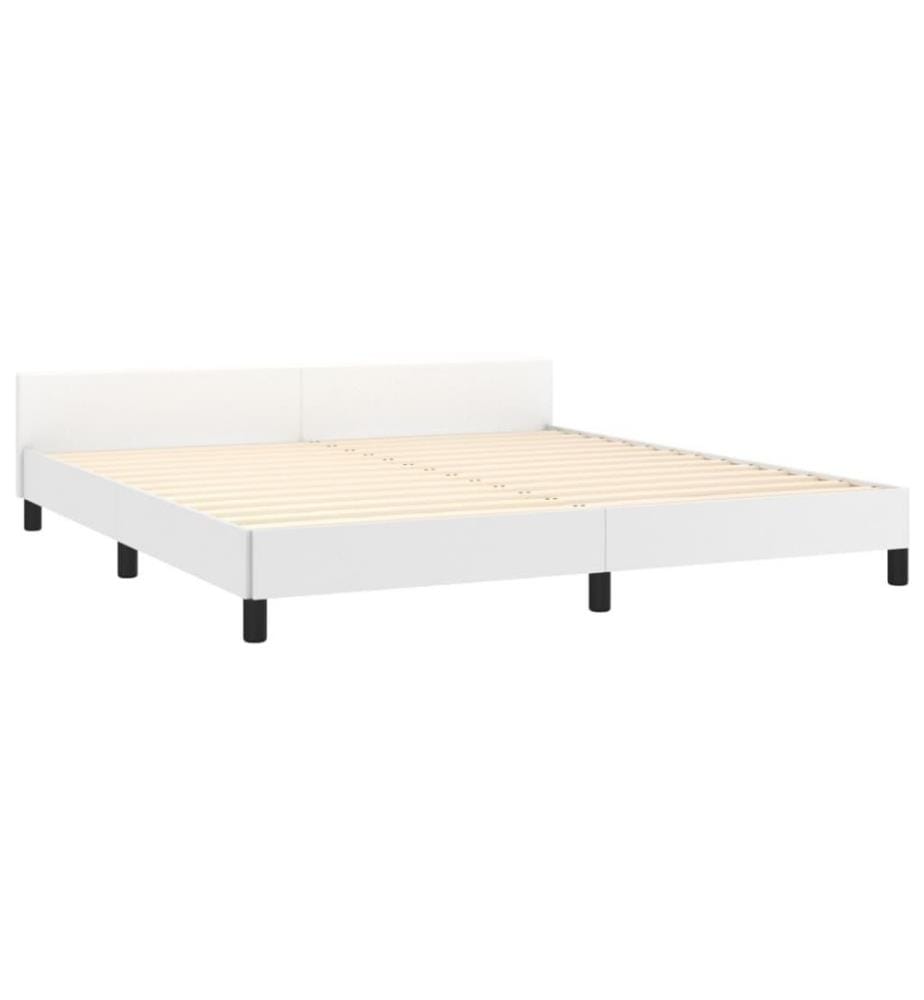 Bettgestell mit Kopfteil Weiss 160x200 cm Kunstleder