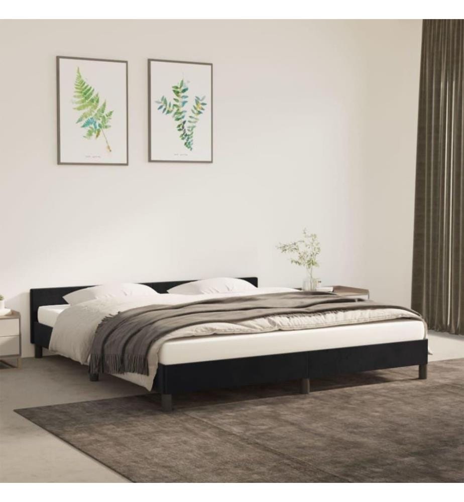 Bettgestell mit Kopfteil Schwarz 160x200 cm Samt