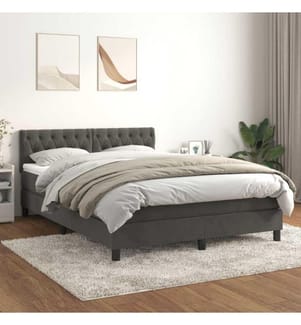 Boxspringbett mit Matratze Dunkelgrau 140x200 cm Samt