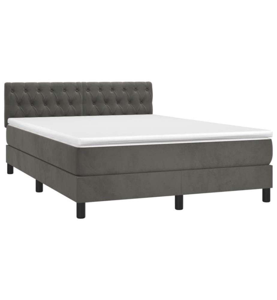 Boxspringbett mit Matratze Dunkelgrau 140x200 cm Samt
