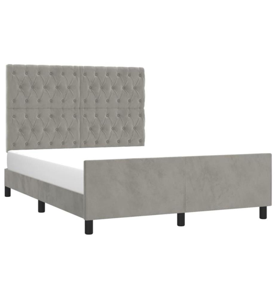 Bettgestell mit Kopfteil Hellgrau 140x190 cm Samt