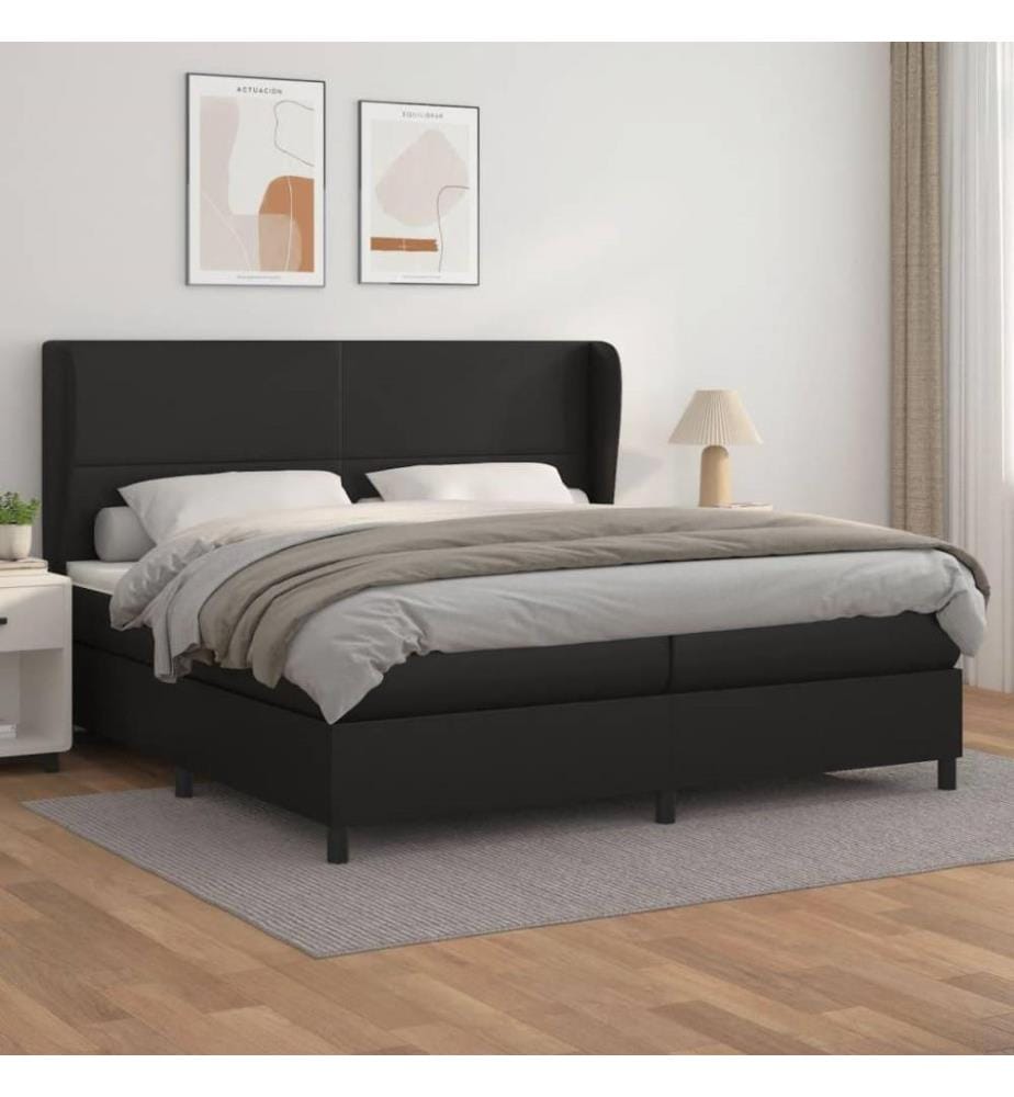 Boxspringbett mit Matratze Schwarz 200x200 cm Kunstleder