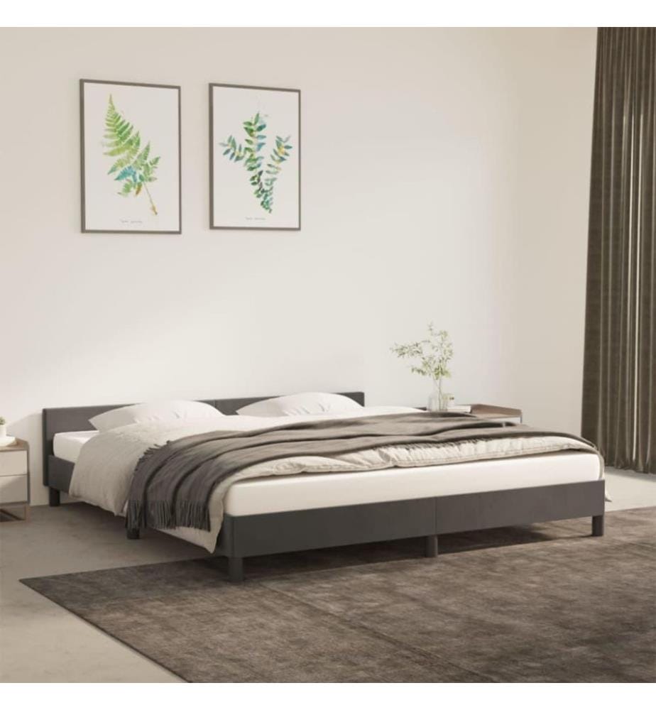 Cadre de lit avec tête de lit Gris foncé 160x200 cm Velours