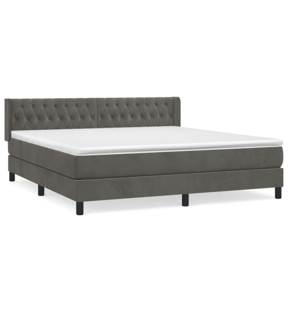 Boxspringbett mit Matratze Dunkelgrau 160x200 cm Samt