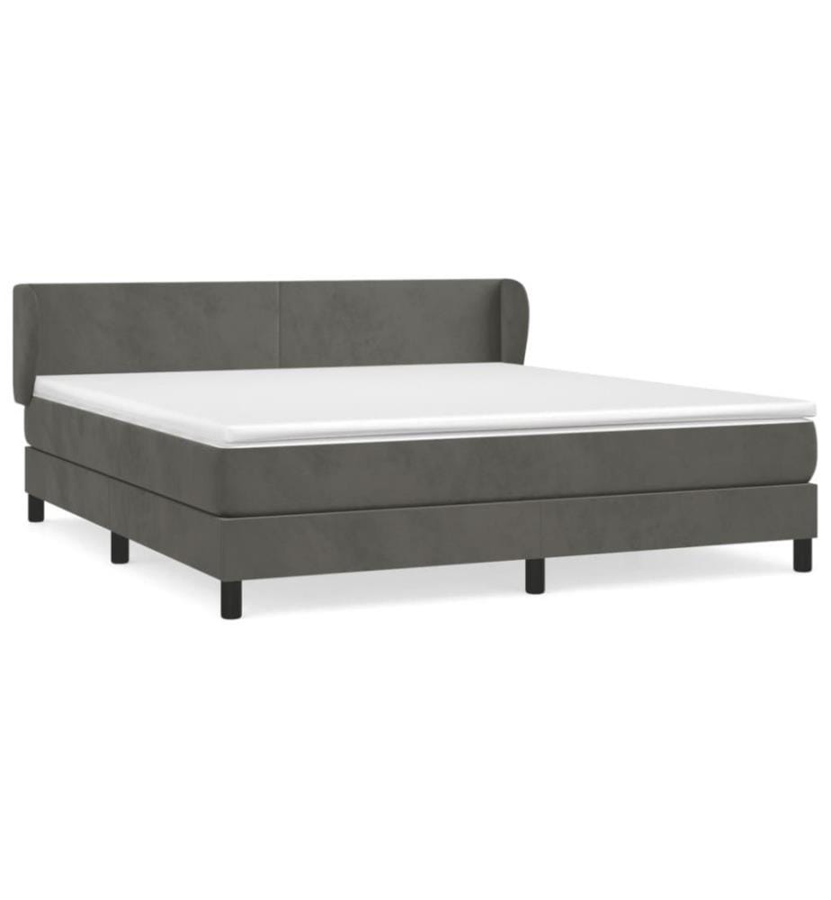 Boxspringbett mit Matratze Dunkelgrau 160x200 cm Samt