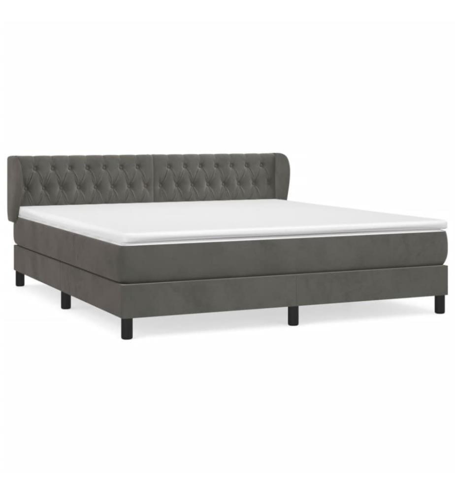 Boxspringbett mit Matratze Dunkelgrau 160x200 cm Samt