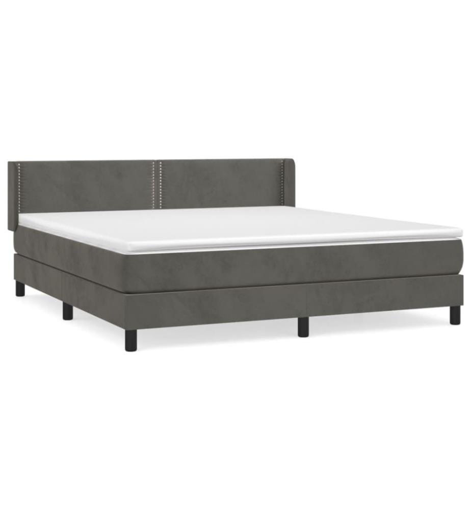 Boxspringbett mit Matratze Dunkelgrau 160x200 cm Samt
