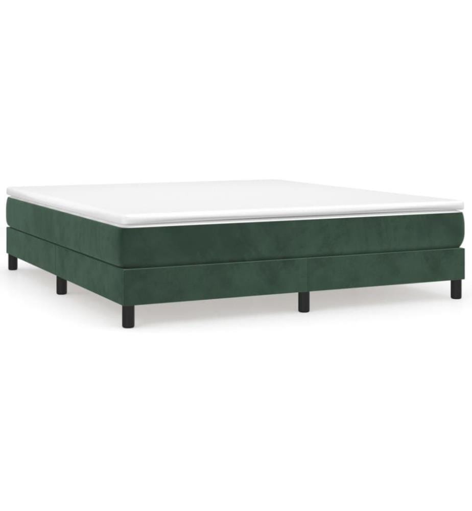 Sommier à ressorts de lit Vert foncé 160x200 cm Velours