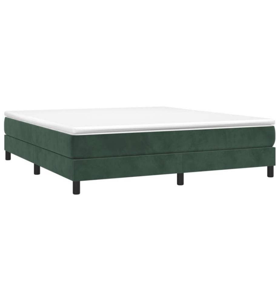 Sommier à ressorts de lit Vert foncé 160x200 cm Velours