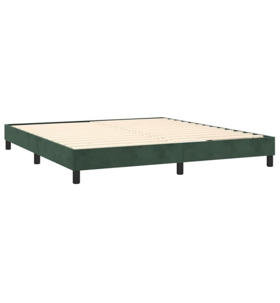 Sommier à ressorts de lit Vert foncé 160x200 cm Velours
