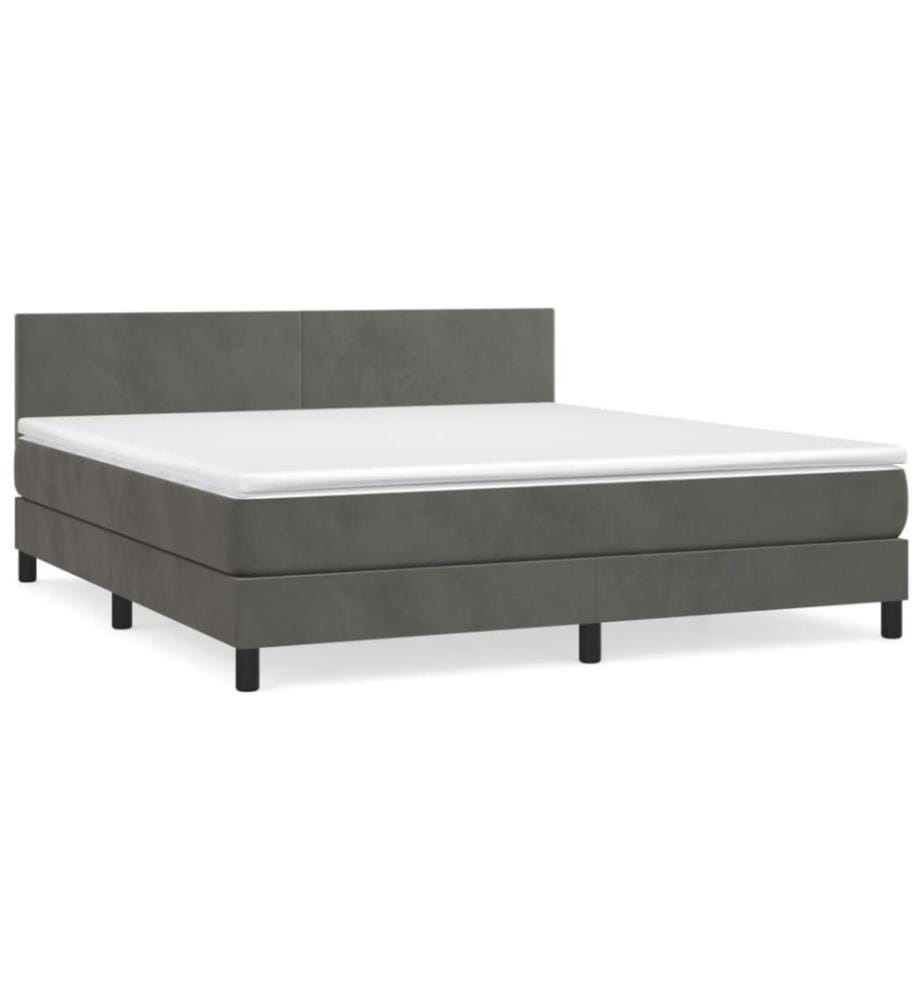 Boxspringbett mit Matratze Dunkelgrau 160x200 cm Samt