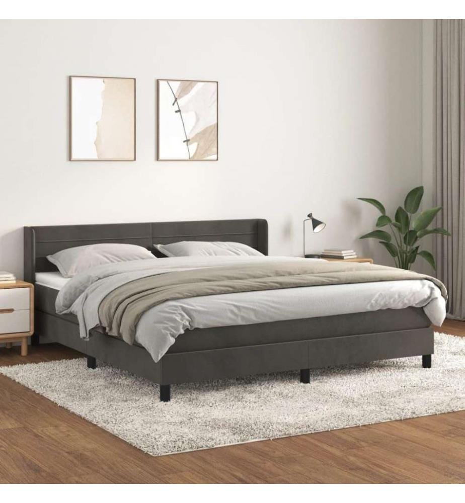 Boxspringbett mit Matratze Dunkelgrau 160x200 cm Samt