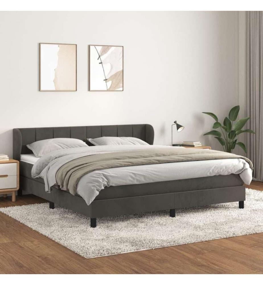 Boxspringbett mit Matratze Dunkelgrau 160x200 cm Samt