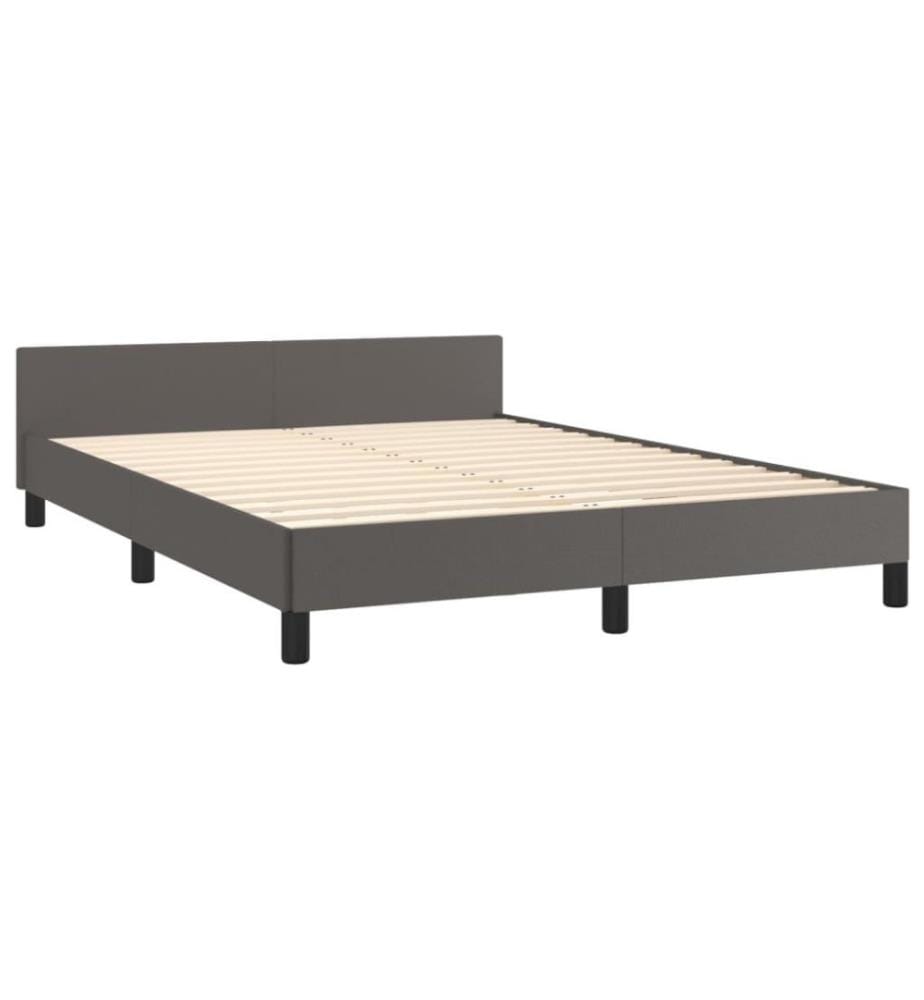 Bettgestell mit Kopfteil Grau 140x200 cm Kunstleder