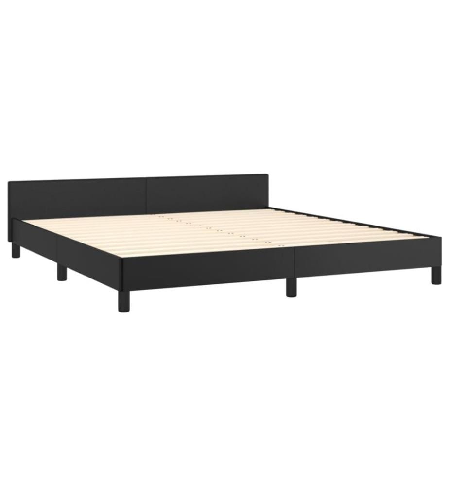 Bettgestell mit Kopfteil Schwarz 160x200 cm Kunstleder