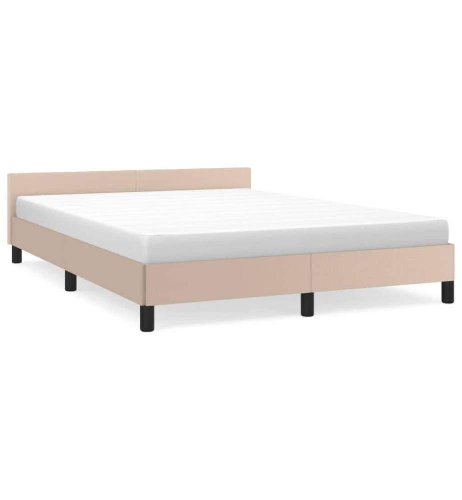 Bettgestell mit Kopfteil Cappuccino-Braun 140x190 cm Kunstleder