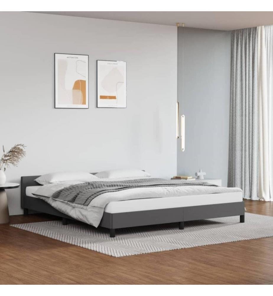 Bettgestell mit Kopfteil Grau 160x200 cm Kunstleder
