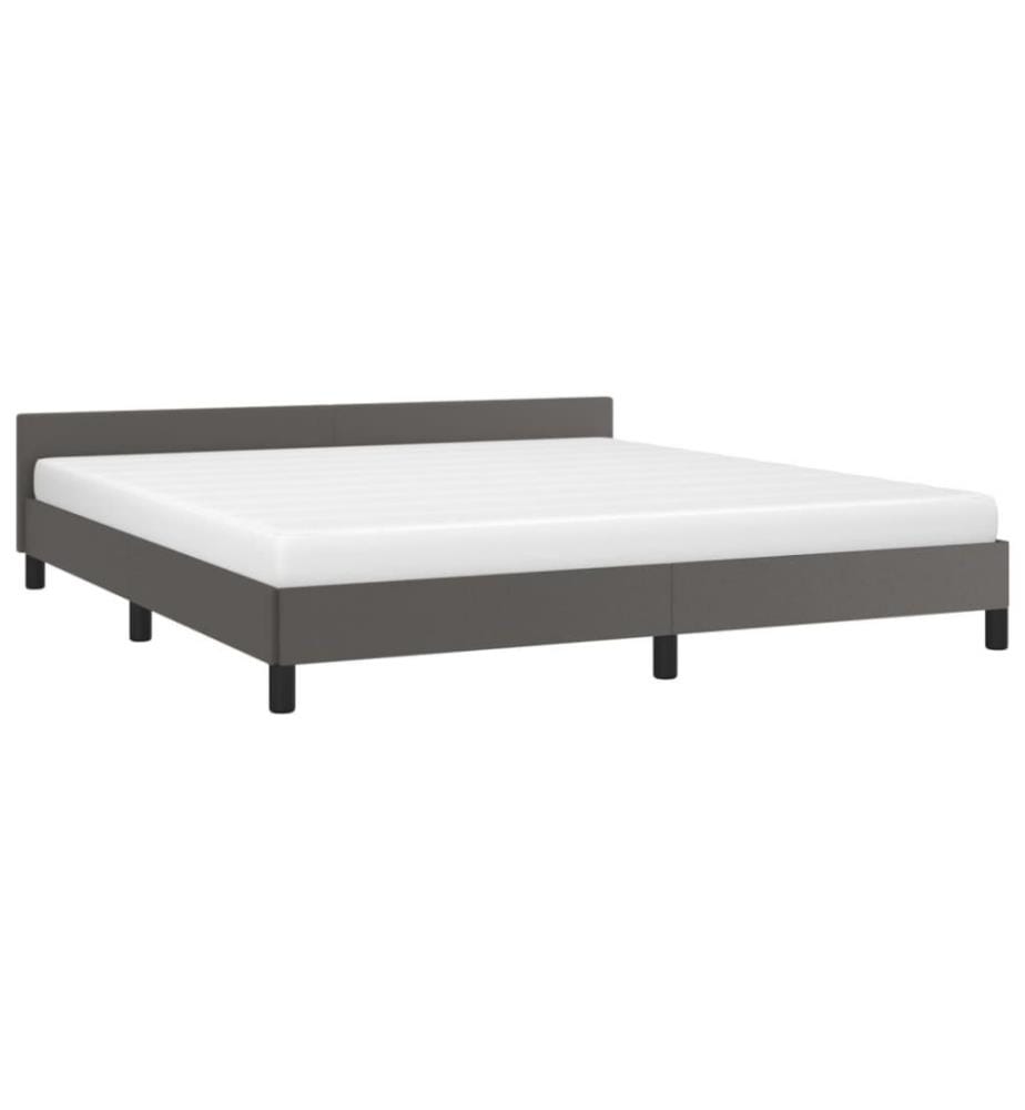 Bettgestell mit Kopfteil Grau 160x200 cm Kunstleder