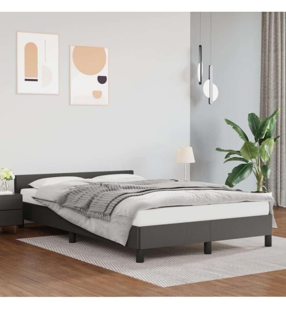 Bettgestell mit Kopfteil Grau 120x200 cm Kunstleder