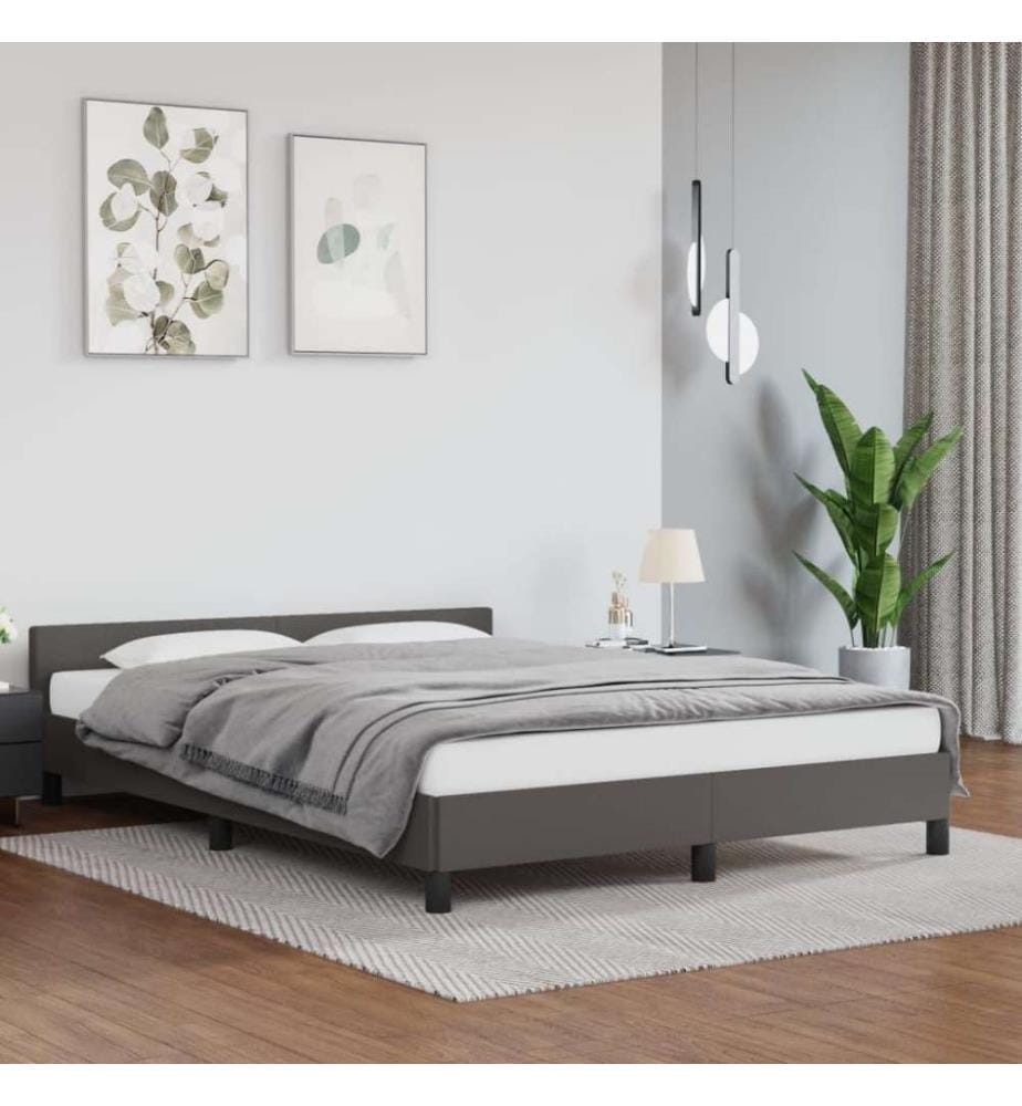Cadre de lit avec tête de lit Gris 140x190 cm Similicuir