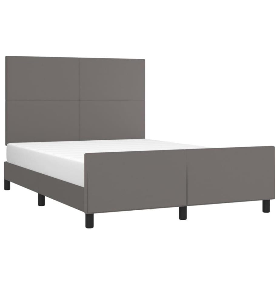 Cadre de lit avec tête de lit Gris 140x190 cm Similicuir