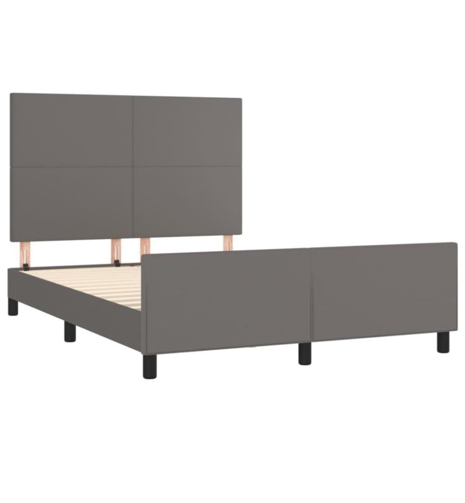 Cadre de lit avec tête de lit Gris 140x190 cm Similicuir