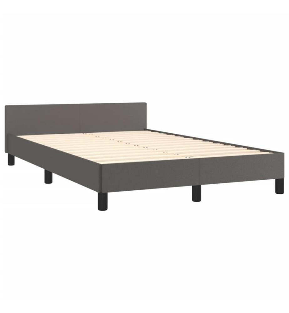 Bettgestell mit Kopfteil Grau 120x200 cm Kunstleder