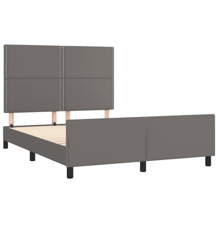 Cadre de lit avec tête de lit Gris 140x190 cm Similicuir
