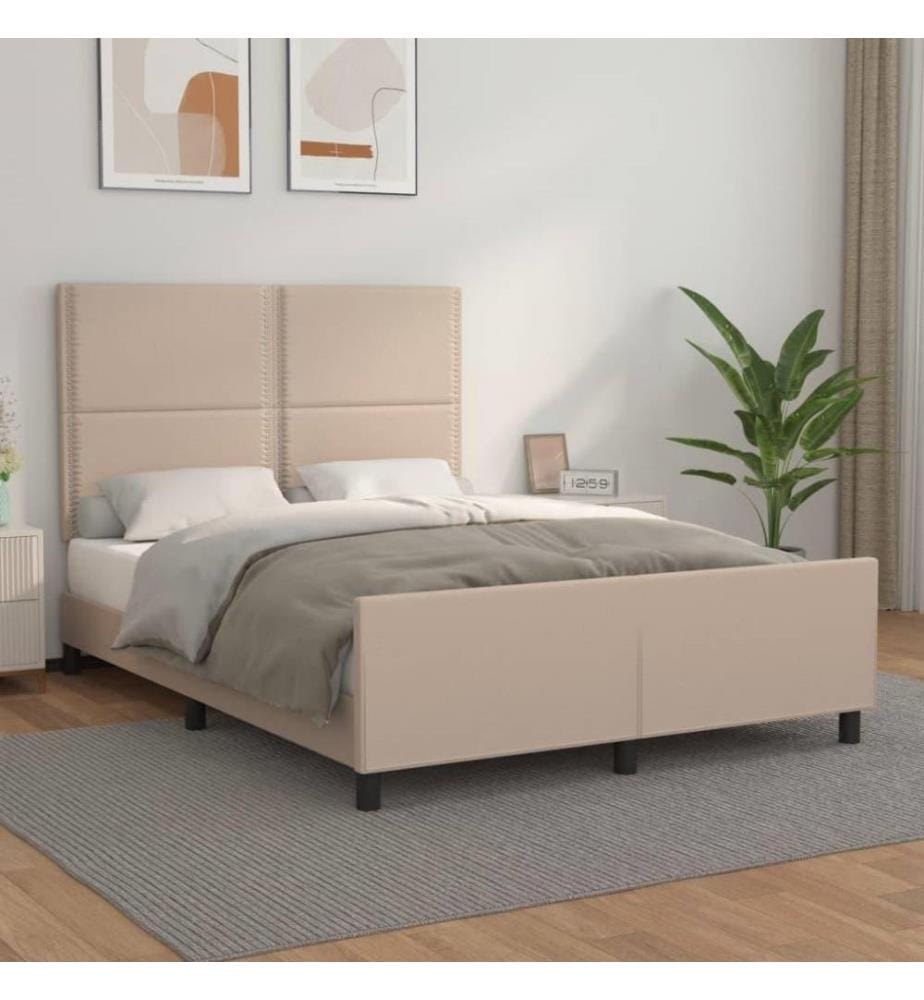 Bettgestell mit Kopfteil Cappuccino-Braun 140x190 cm Kunstleder