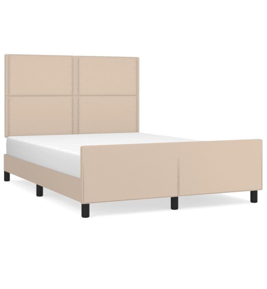 Bettgestell mit Kopfteil Cappuccino-Braun 140x190 cm Kunstleder
