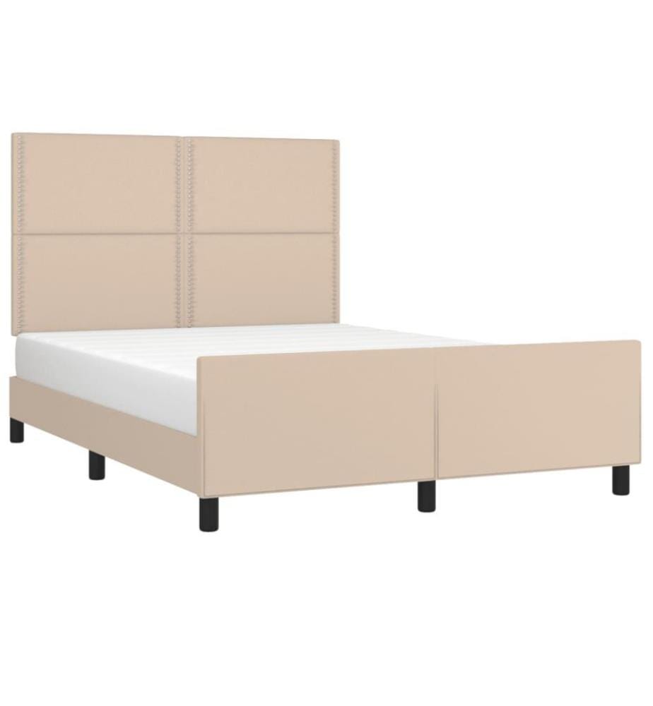Bettgestell mit Kopfteil Cappuccino-Braun 140x190 cm Kunstleder