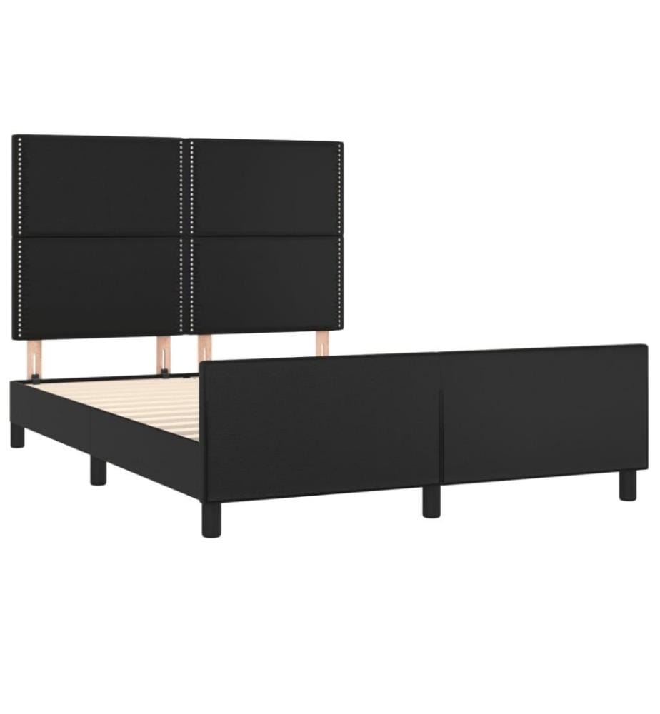 Bettgestell mit Kopfteil Schwarz 140x190 cm Kunstleder