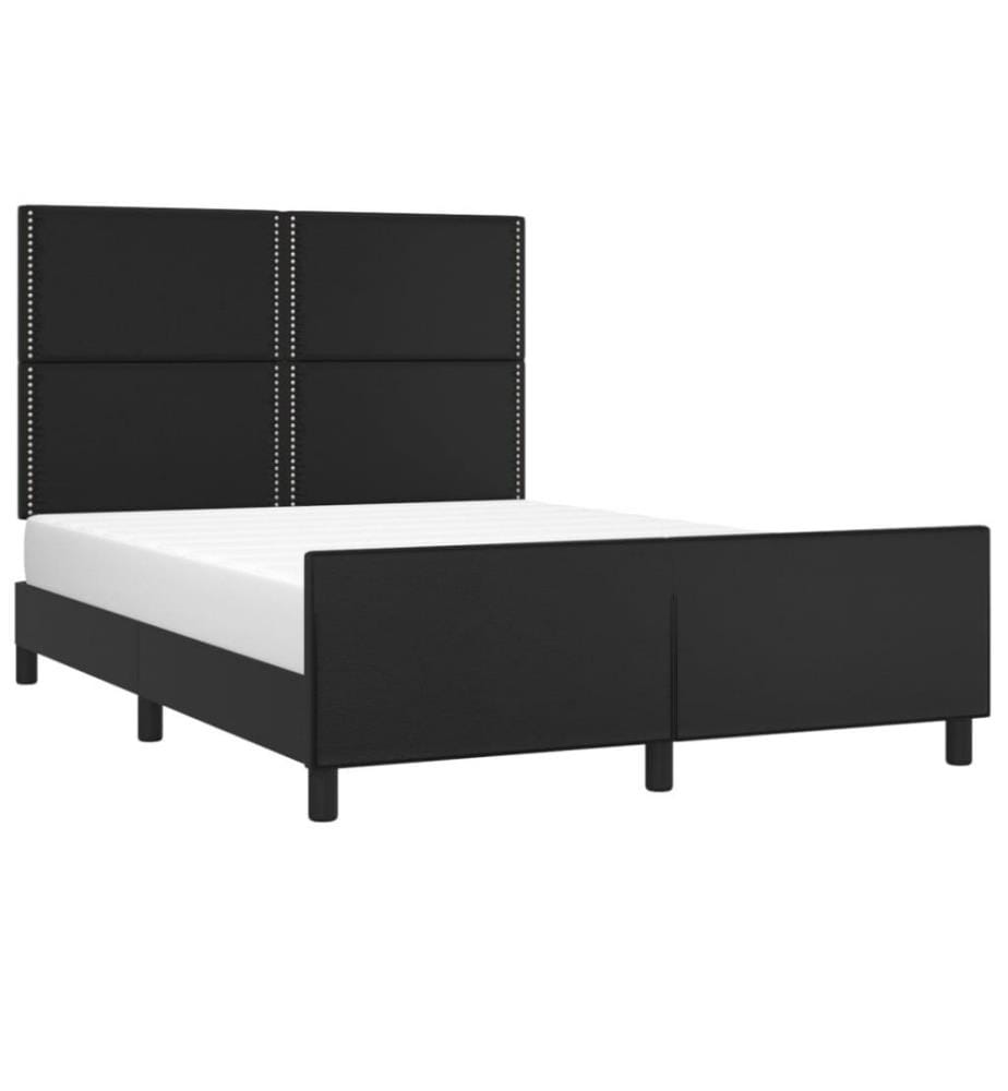 Bettgestell mit Kopfteil Schwarz 140x200 cm Kunstleder