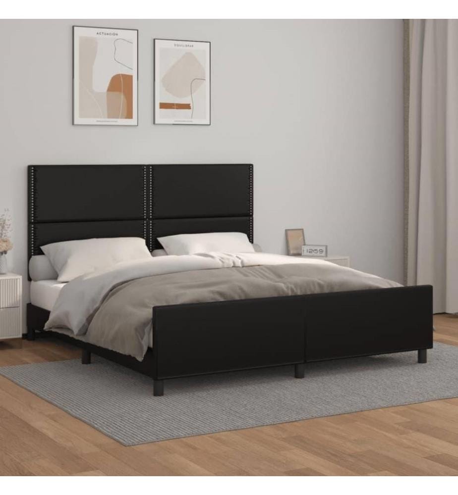 Bettgestell mit Kopfteil Schwarz 180x200 cm Kunstleder
