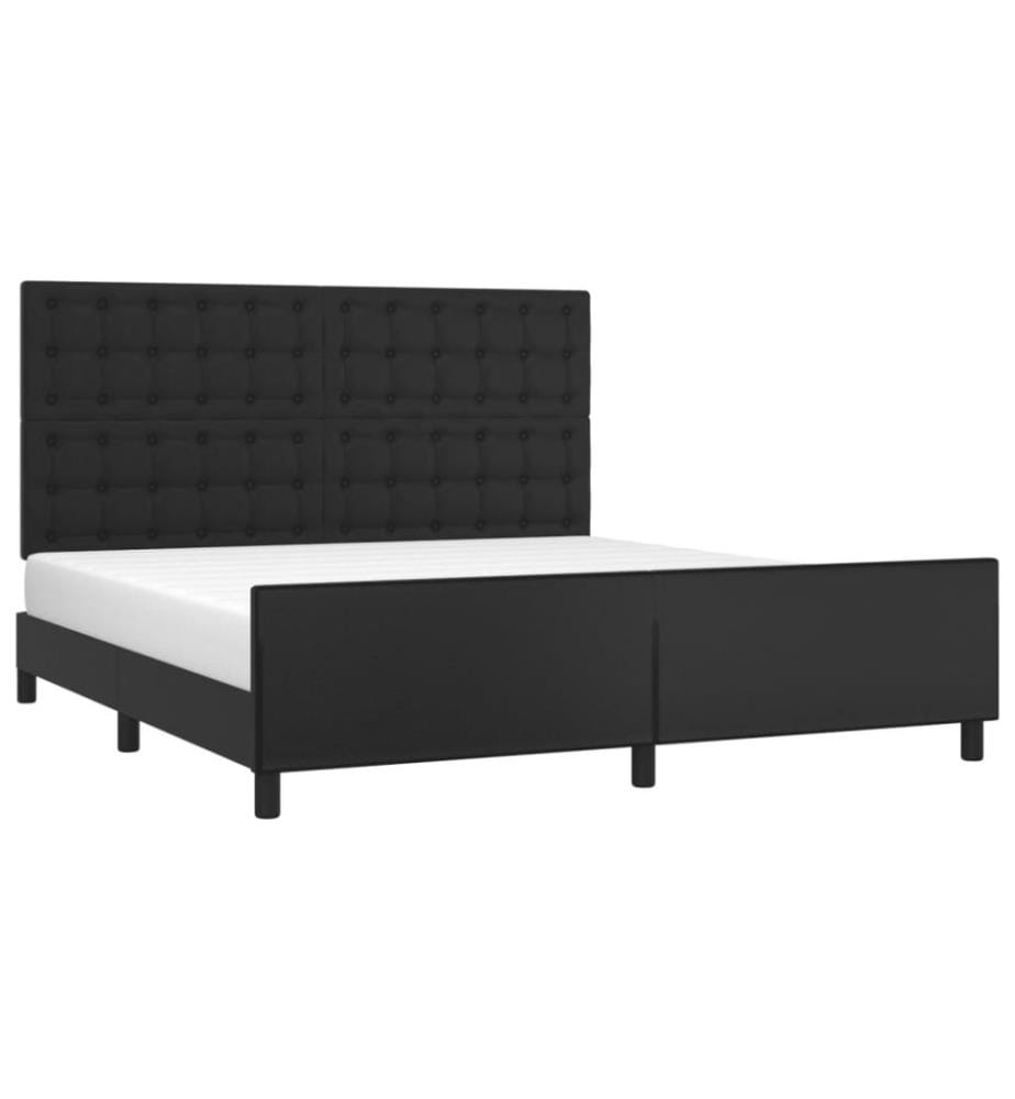 Bettgestell mit Kopfteil Schwarz 180x200 cm Kunstleder