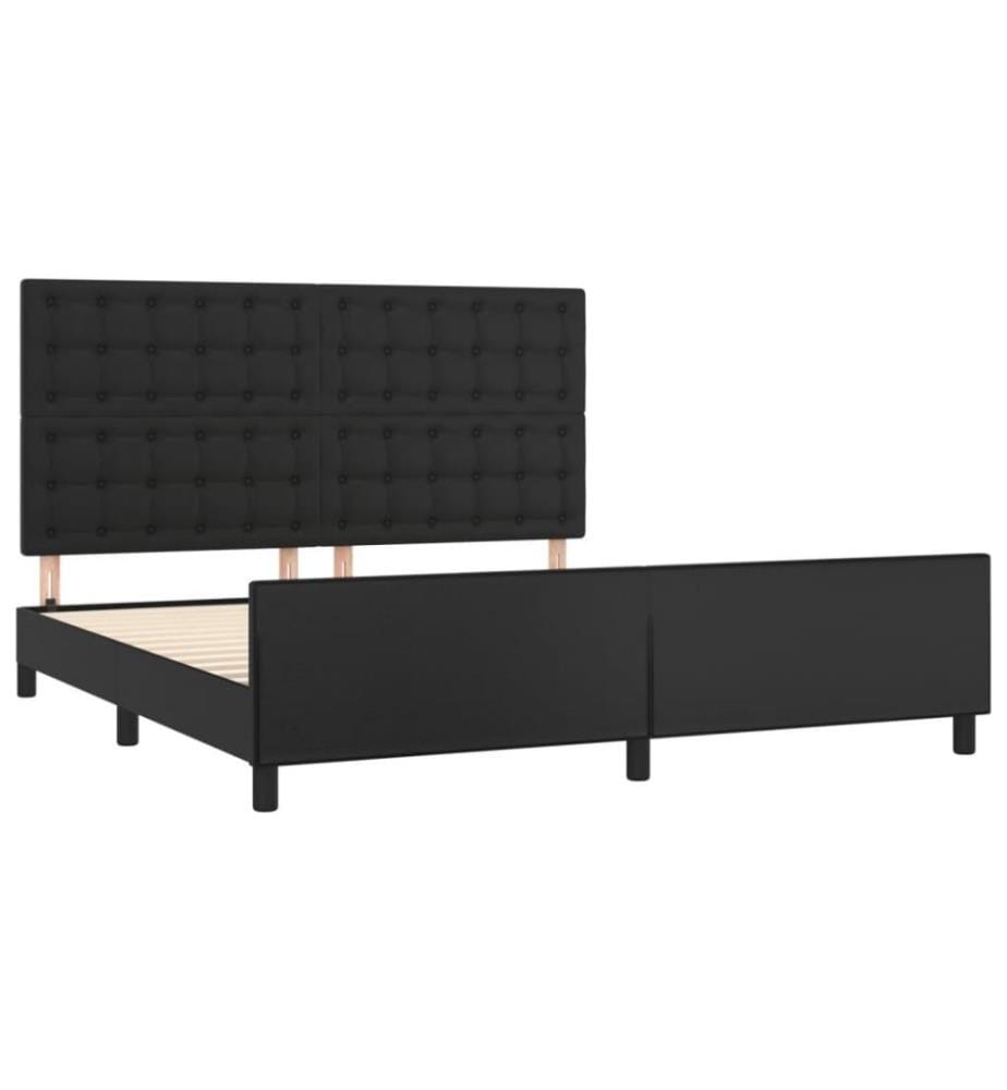 Bettgestell mit Kopfteil Schwarz 180x200 cm Kunstleder