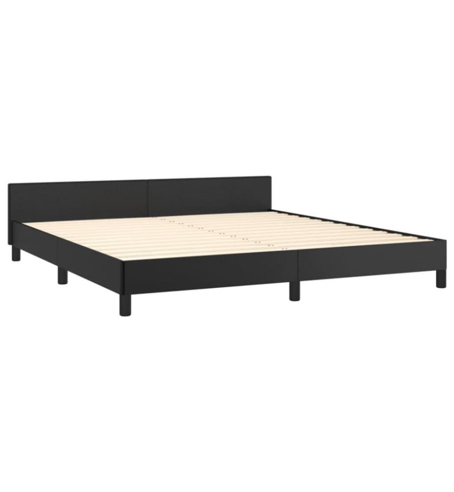 Bettgestell mit Kopfteil Schwarz 180x200 cm Kunstleder