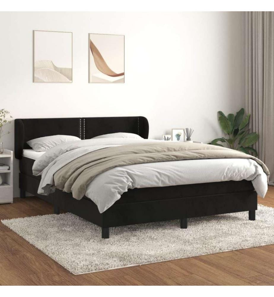 Boxspringbett mit Matratze Schwarz 140x200 cm Samt