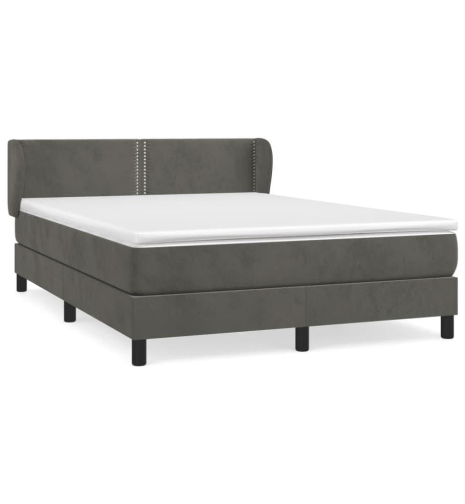 Boxspringbett mit Matratze Dunkelgrau 140x190 cm Samt