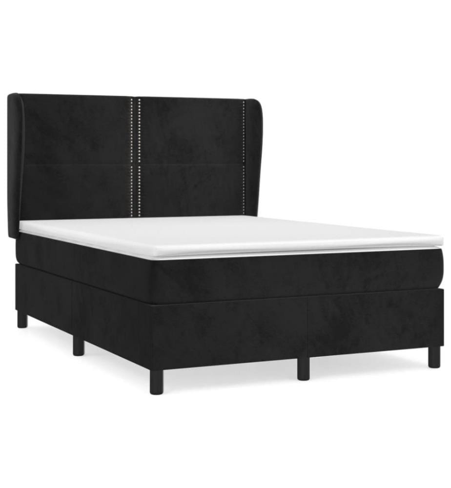 Boxspringbett mit Matratze Schwarz 140x200 cm Samt