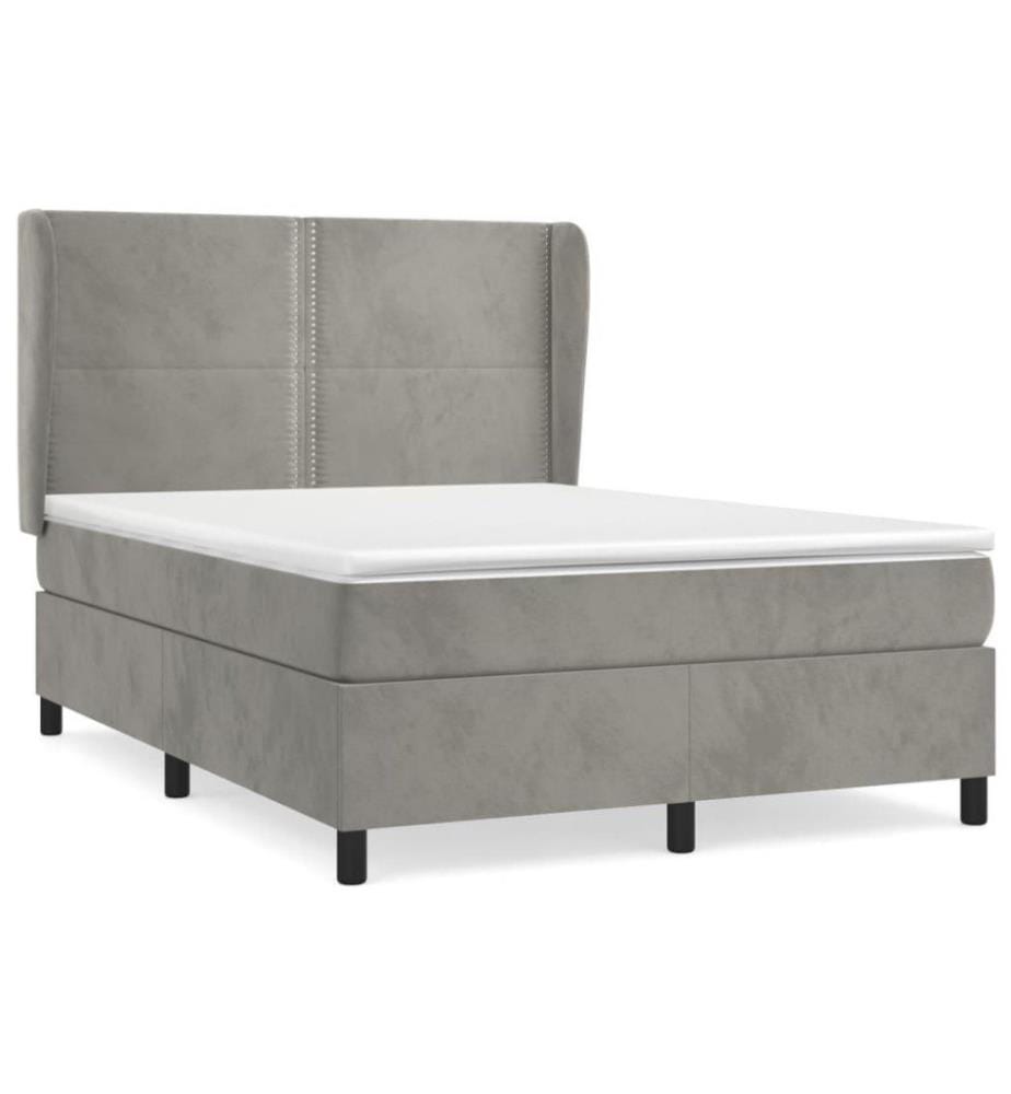 Boxspringbett mit Matratze Hellgrau 140x200 cm Samt