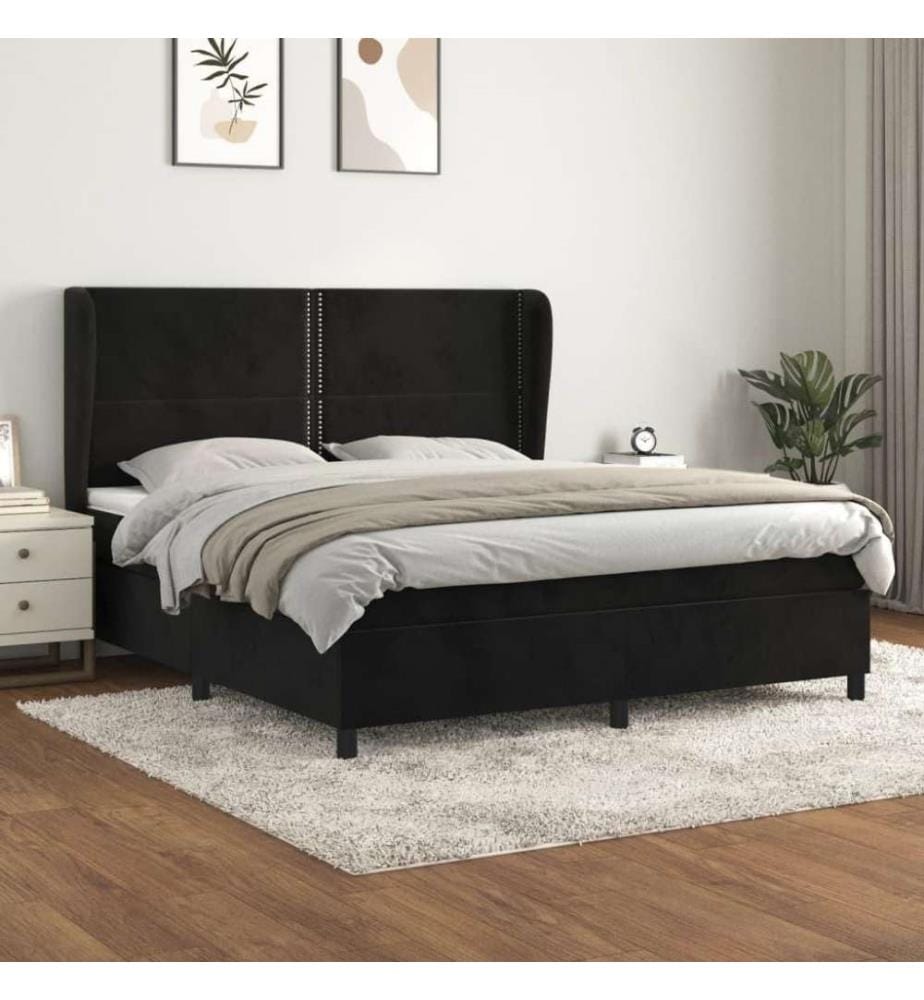 Boxspringbett mit Matratze Schwarz 160x200 cm Samt