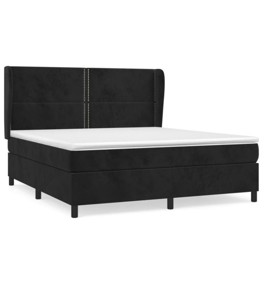 Boxspringbett mit Matratze Schwarz 160x200 cm Samt