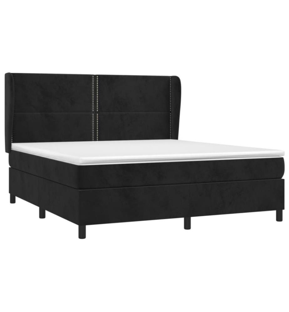 Boxspringbett mit Matratze Schwarz 160x200 cm Samt