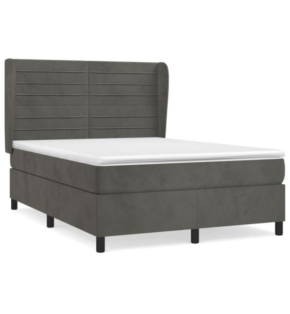 Boxspringbett mit Matratze Dunkelgrau 140x200 cm Samt