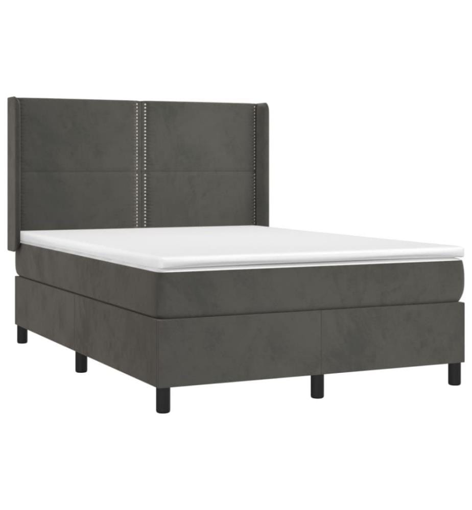Boxspringbett mit Matratze Dunkelgrau 140x190 cm Samt