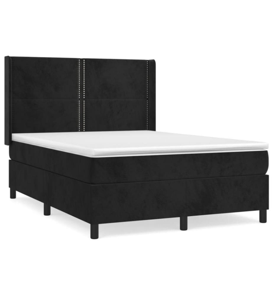 Boxspringbett mit Matratze Schwarz 140x190 cm Samt